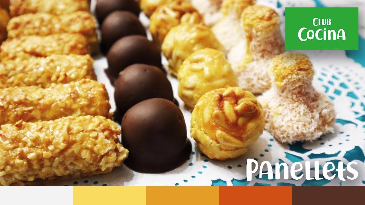 Panellets de piñones, almendras, coco y chocolate