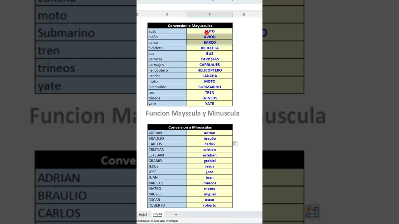 De esta manera podemos cambiar el texto de mayuscula a minuscula en Excel 