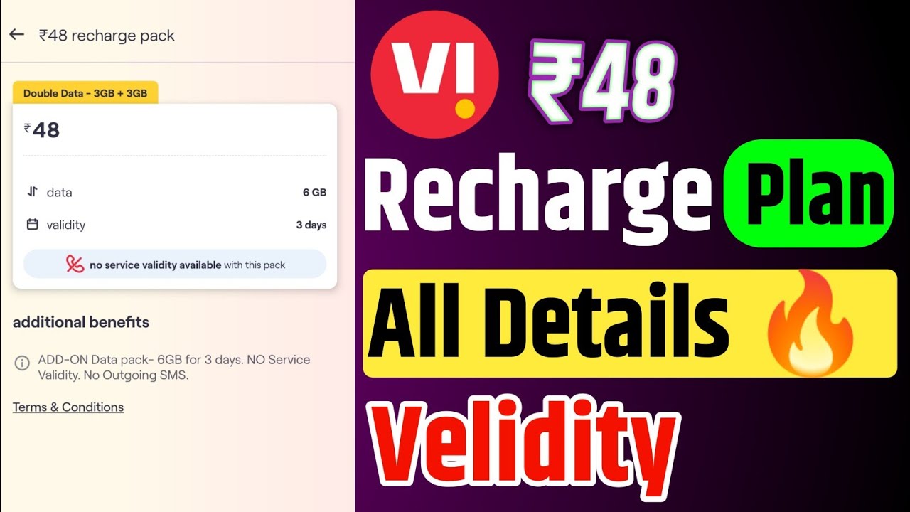 Vi ₹48 Recharge Plan All Details And Velidity | Vodafone Idea Top Up Plan ₹48 Plan Details