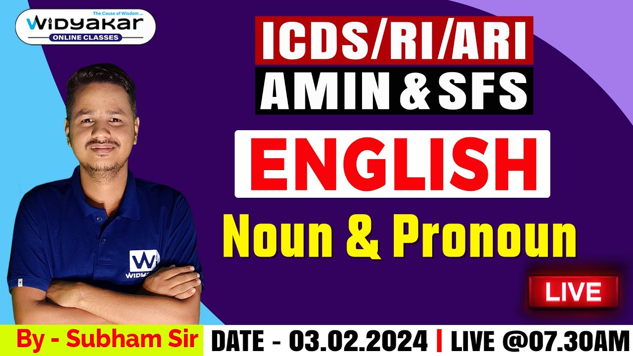 NOUN & PRONOUN|ENGLISH @7.30AM|Dt:03.02.2024 | RI/ARI/AMIN/SFS/ICDS & other competitive Examinations