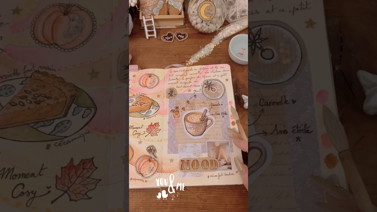 Autumn art journal 🍂💕☕️#watercolor #artjournal #artjournaling #papercraft #illustration
