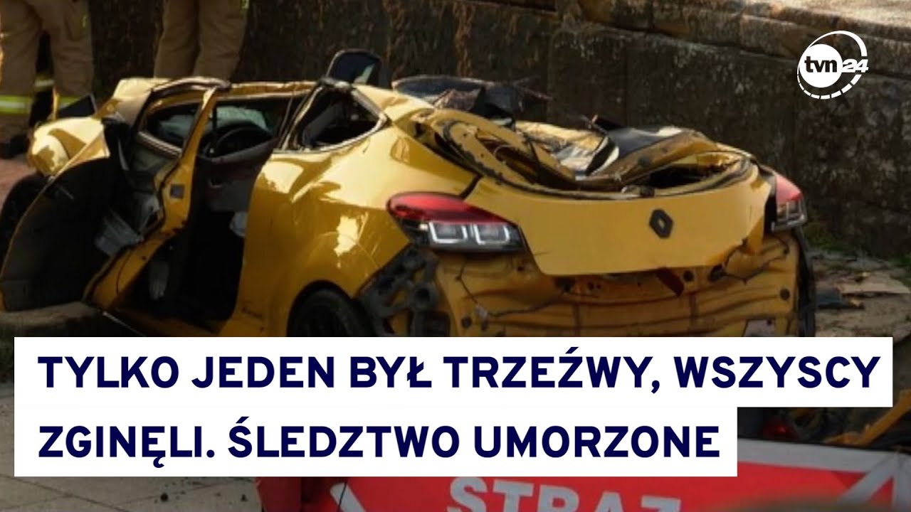 Ż&oacute;łte renault spadło z mostu, zginęli 4 mężczyźni. Umorzono śledztwo ws. wypadku w Krakowie @TVN24