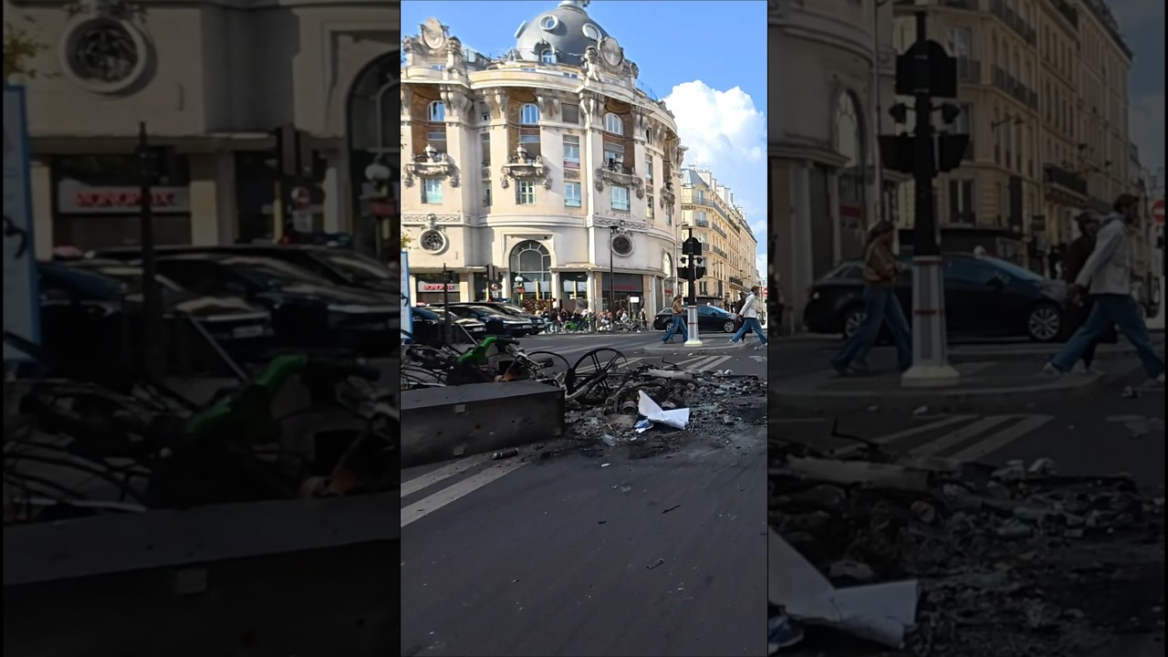 Paris Streets After 17 October Protest 🇫🇷 #shorts #paris #october17