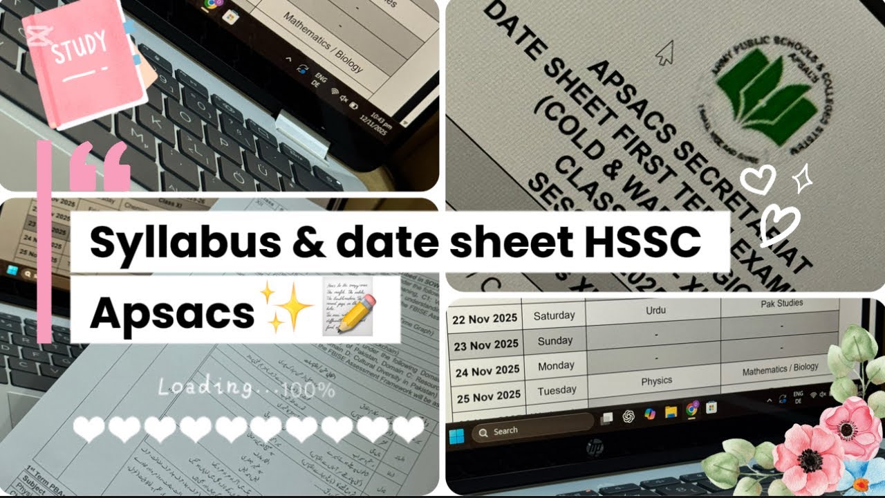 Syllabus & Datesheet Of Sendups💕📝✨HSSC| APSACS🌸