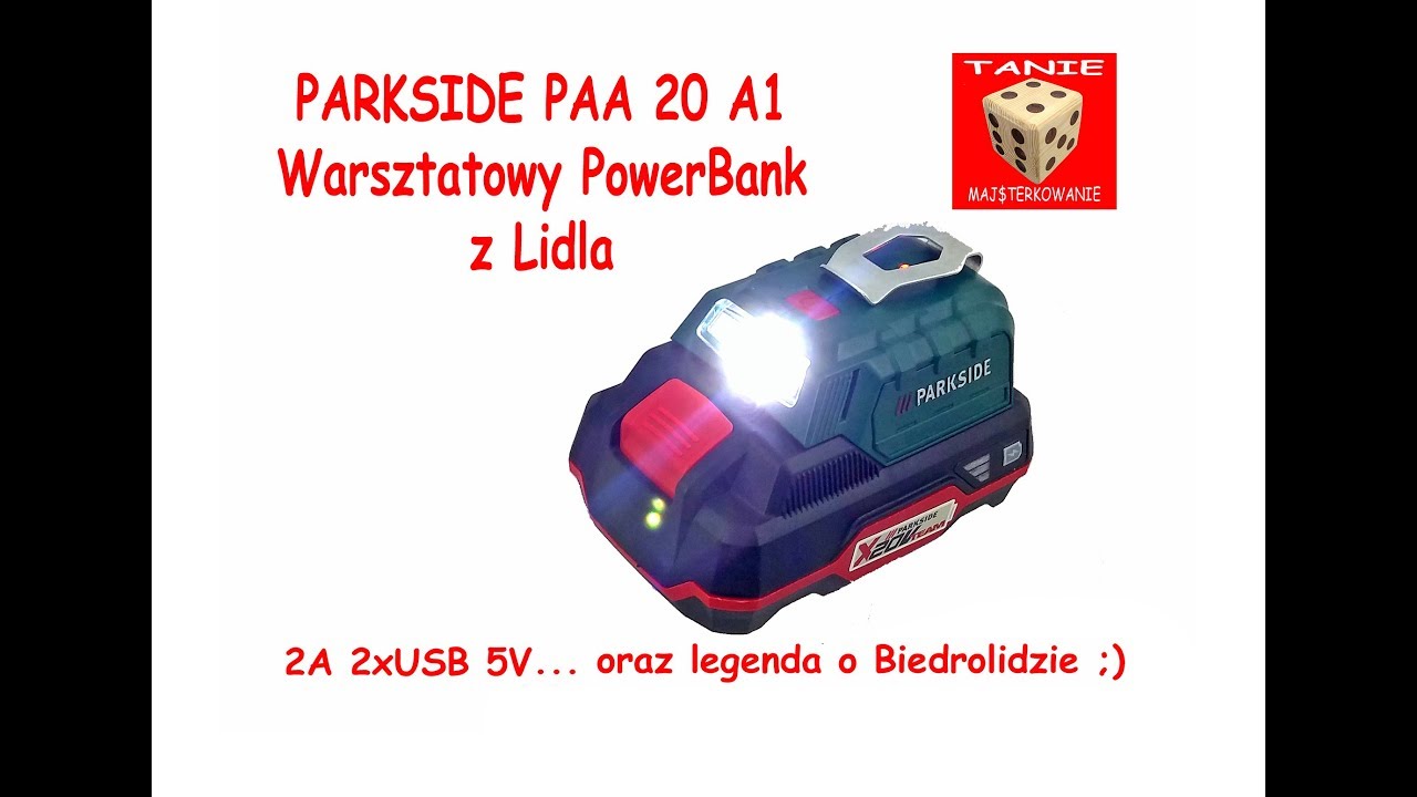 Parkside PAA 20 A1   Power Bank -  Adapter USB do baterii 20V - Złączka do akumulatora z Lidla
