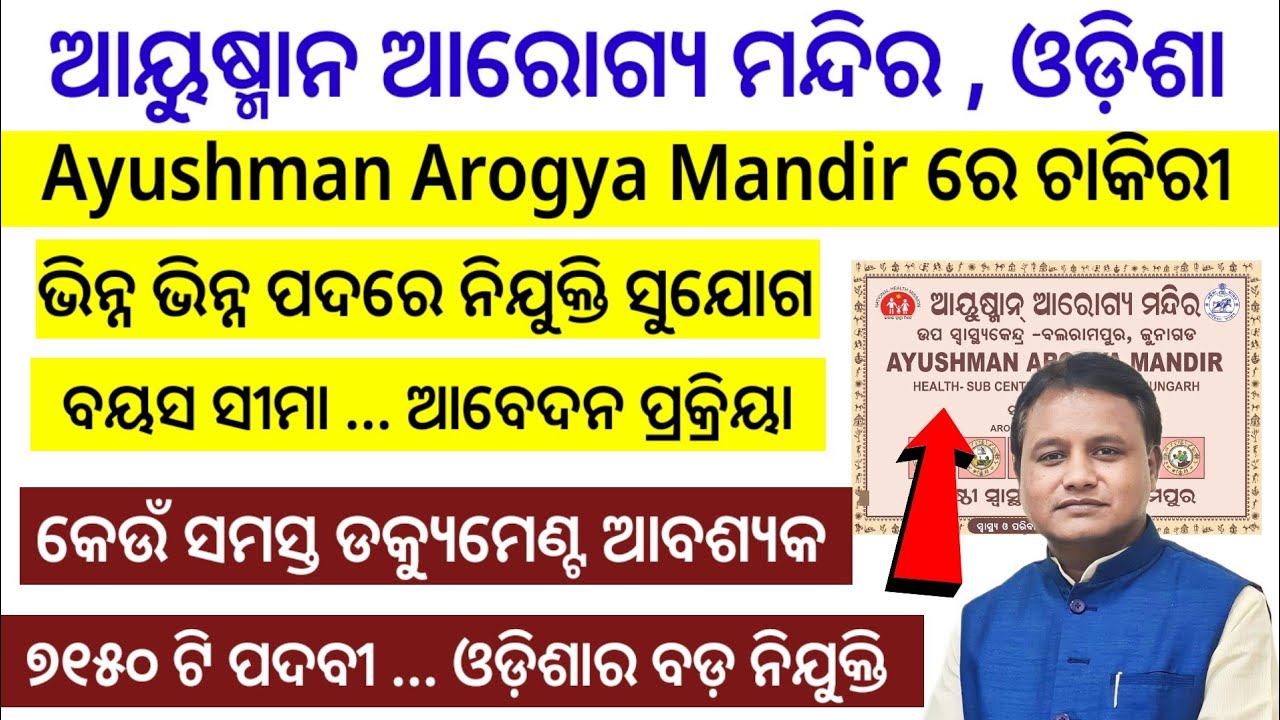 Ayushman Arogya Mandir Odisha Job Vacancy // Total 7150 Posts // Odisha Government Job