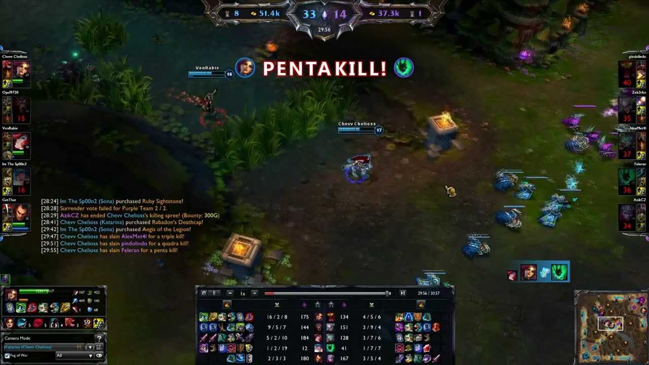 Lol Katarina 1vs5 Pentakill