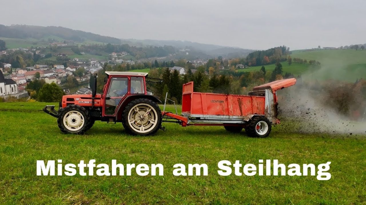 Mitsfahren mit Same 70 Explorer 2 und Lochmann Miststreuer (Triebachse)