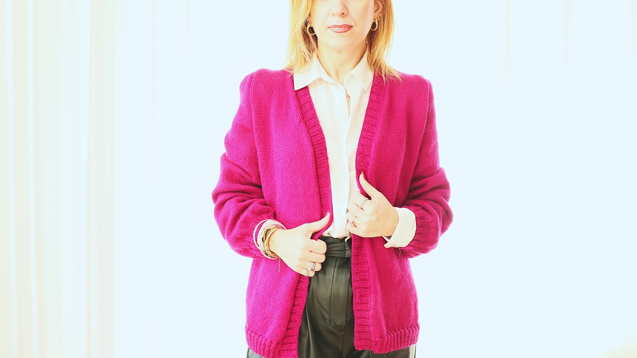 How to knit a Trendy Cardigan M/L for beginners/detailed knitting tutorial/free pattern