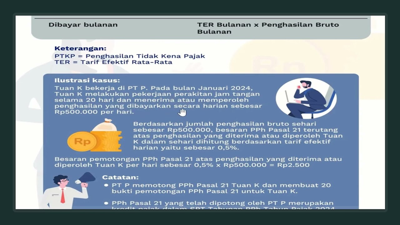 CONTOH PERHITUNGAN PPh 21 ATAS UPAH HARIAN KURANG DARI 2,5JT