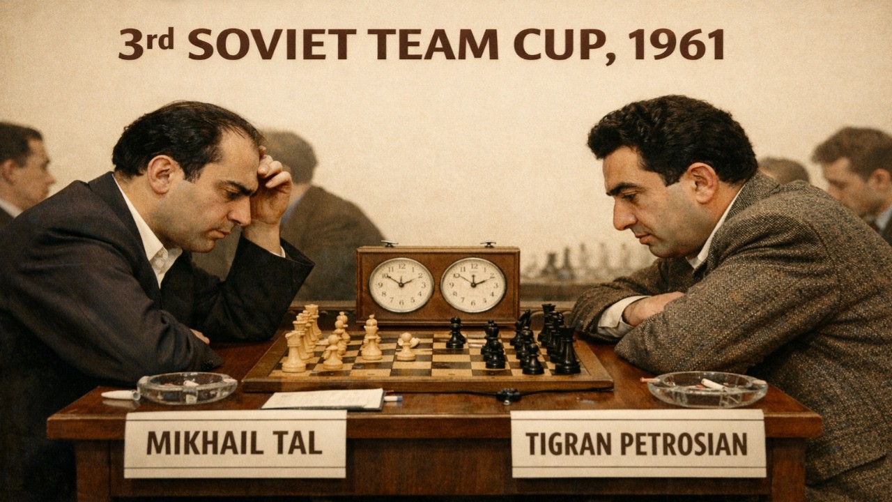 Mikhail Tal vs Tigran petrosian - 3rd Soviet Team Cup, 1961