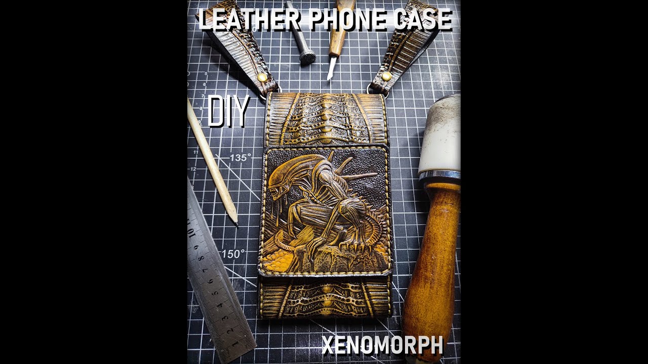 DIY Xenomorph , a leather phone case , the creation process. + Subtitles RUS/ENG