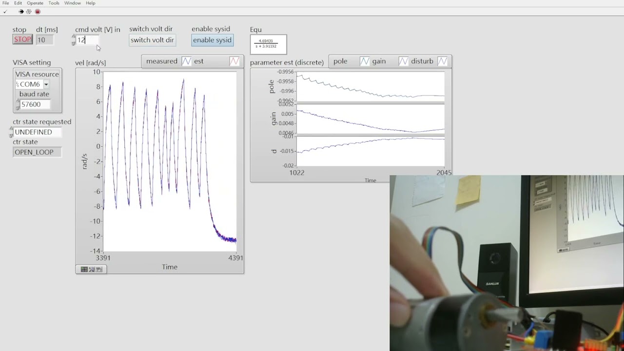 DC motor recursive system identification using STM32