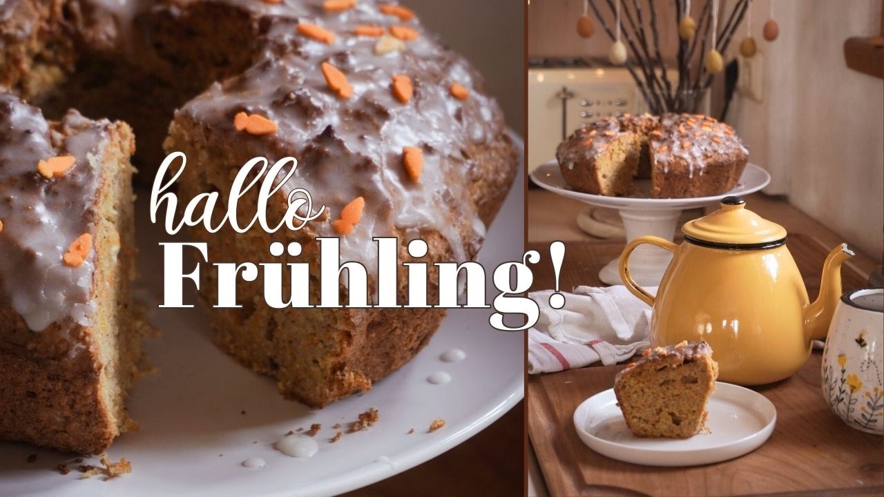 Hallo Frühling!🌷saftiger Vollkorn Karottenkuchen 🥕🍰  Dekorier mit mir für Ostern