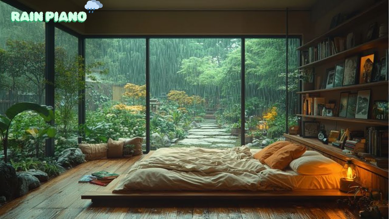 Rain Piano Music Gentle Whisper Velvet Glow For Deep Sleep Misty Rainy Day Peaceful Aura