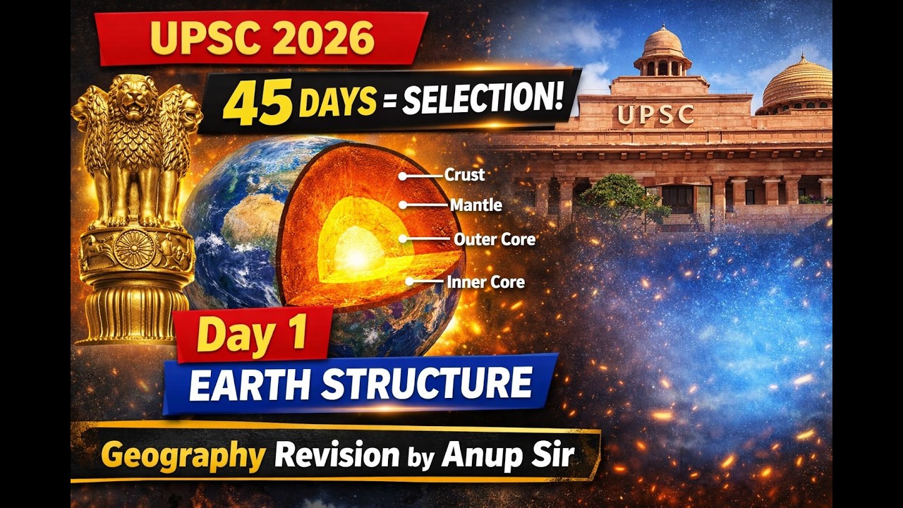 Day 1: Earth Structure | UPSC Prelims 2026 Geography Revision | 45 Days = Selection 🔥