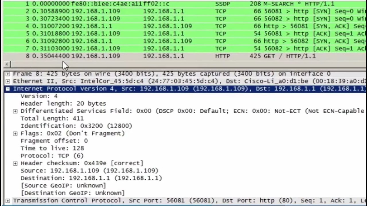 Sample IPv4 Headers in Wireshark Video