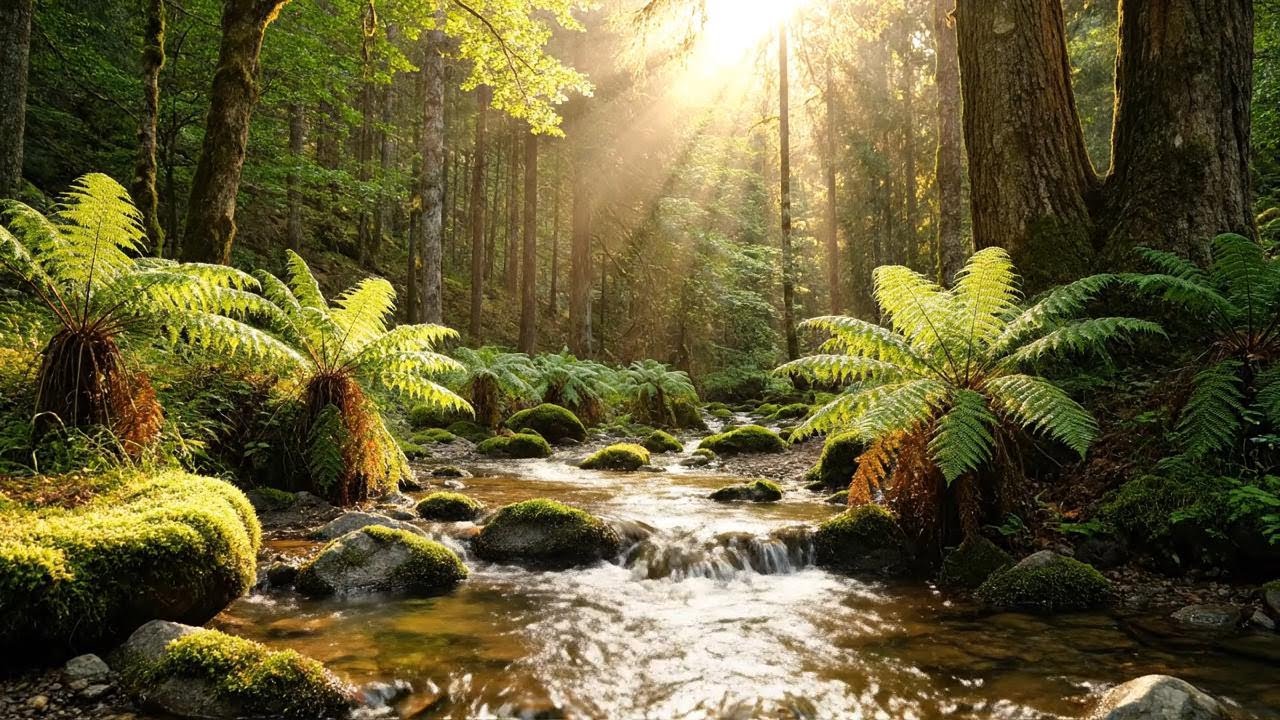 Comforting Forest River in Misty Green Forest for Inner Peace 🌲💖