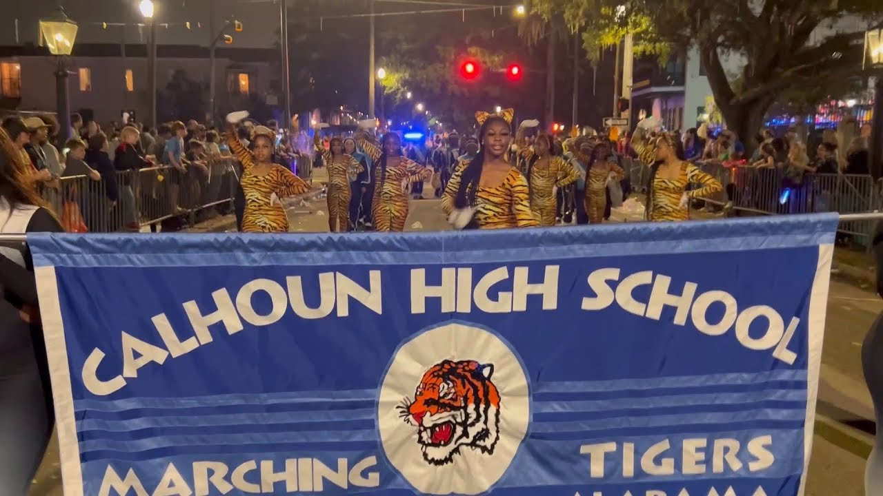 Calhoun High School Marching Tigers Band 2024  Full Mardi Gras Parade Mobile Alabama