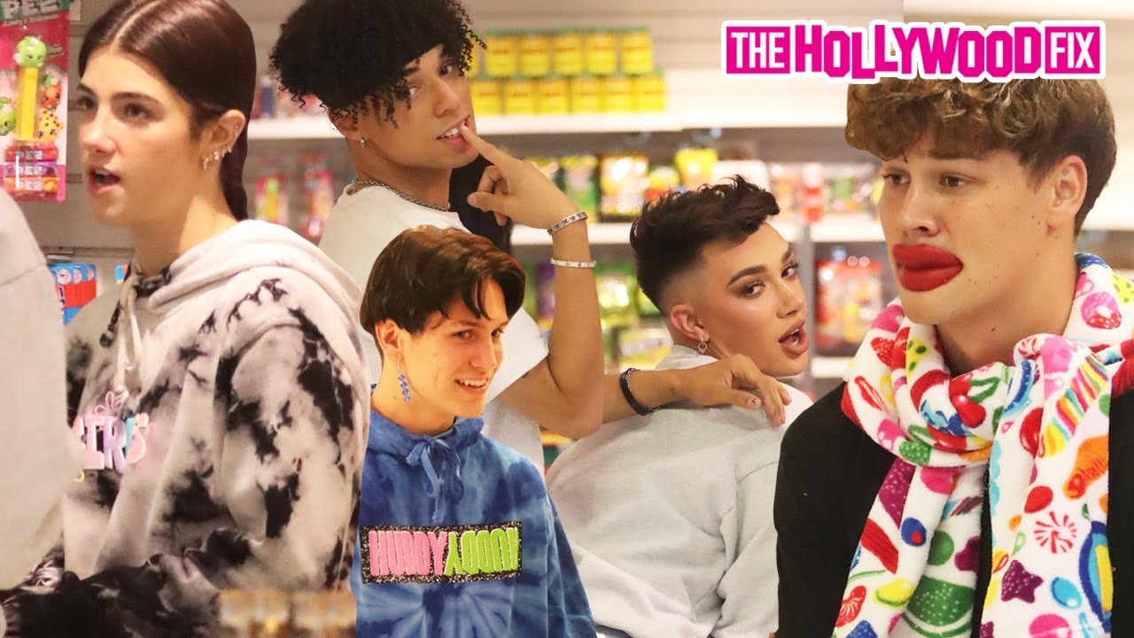Charli D'Amelio, James Charles, Chase Hudson, Noah Beck & Larray Clown Around At Dylan's Candy Bar