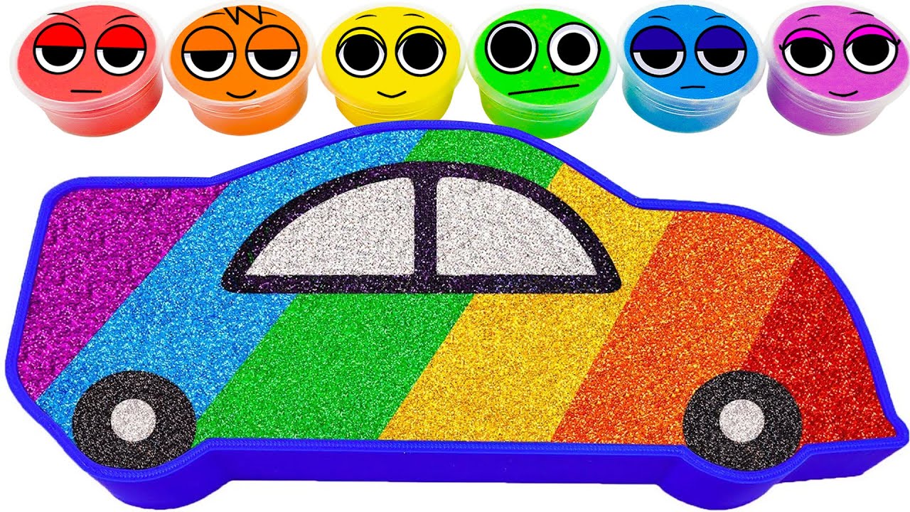 Video Menarik | Cara Membuat Mobil Pelangi dari Slime Glitter (ASMR) l Omega Kinetic Sand