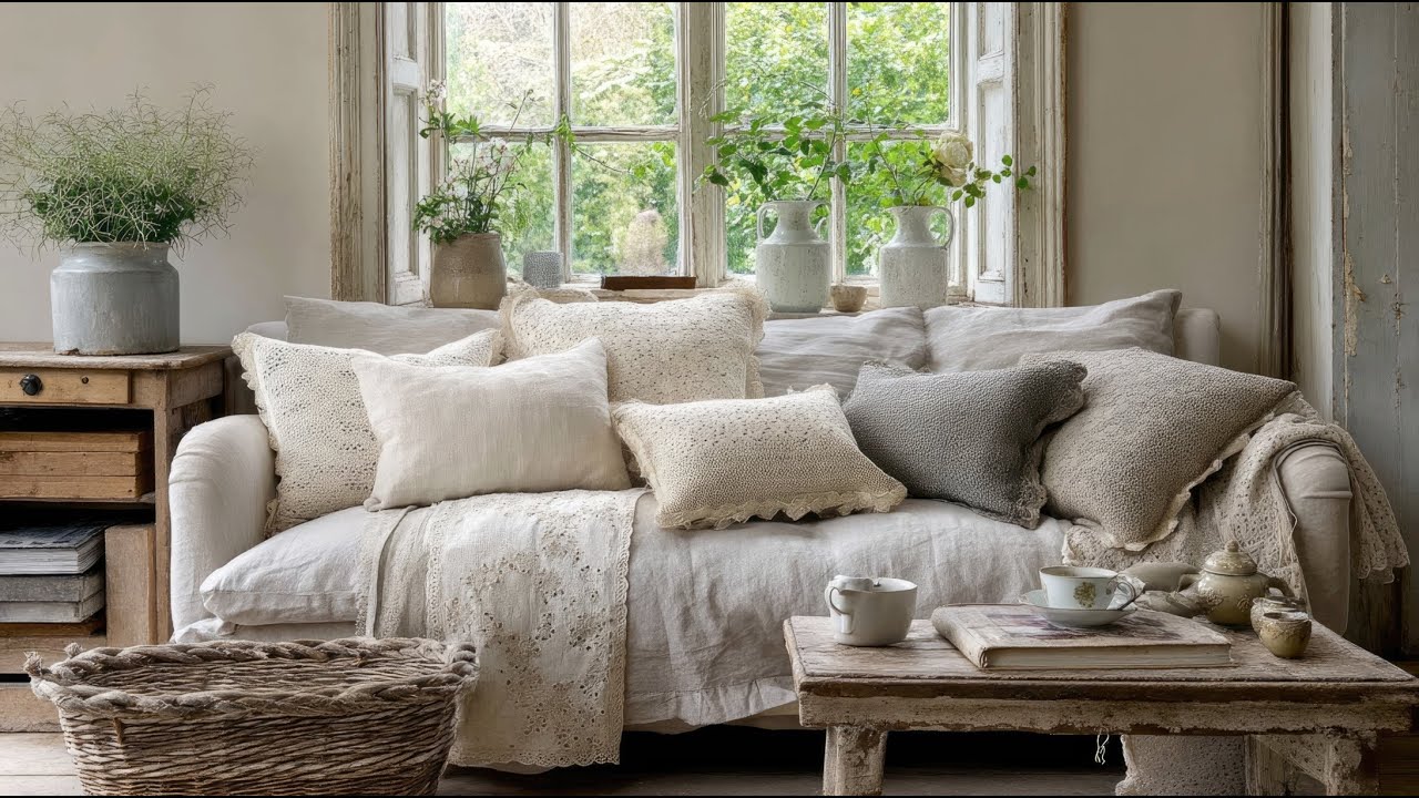 Shabby Chic Living Spaces Styled with Vintage Crochet Comfort