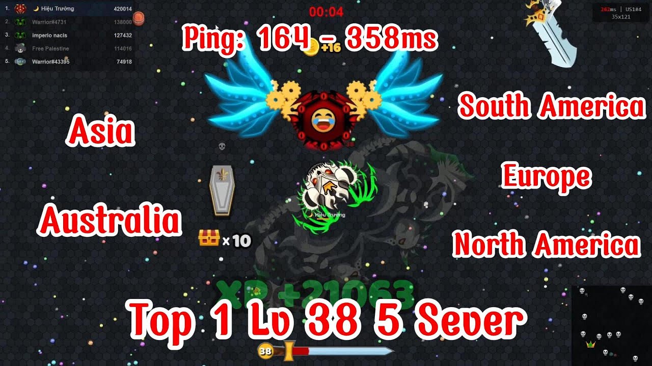 Evowars.io #464 : Thử Thách Top 1 Lv 38 5 Sever | Châu Á, Châu Úc, Nam Mỹ, Châu Âu, Bắc Mỹ.