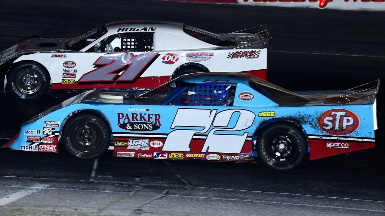 Top 5 A main NASCAR outlaw late models Full Race. Lost.Cracked Rim led to flat tire. Joey Brooks