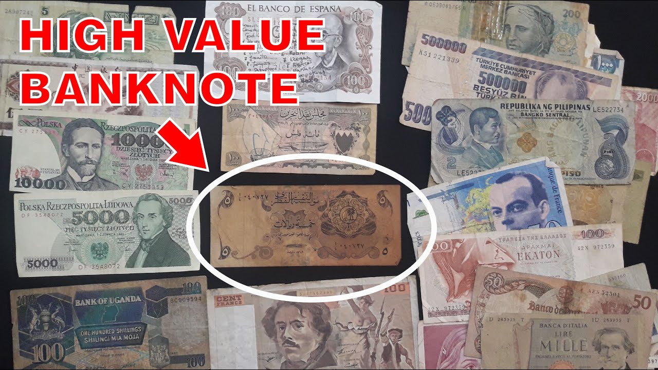 UNBOXING RARE / EXPENSIVE Qatari 5 Riyals (1973) & Other Cool Foreign Banknotes! [VIDEO 164]