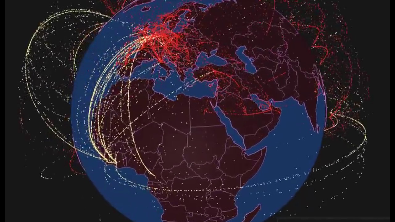 Global trade visualization: Cocoa beans (Yellow) vs. Chocolate (Red)