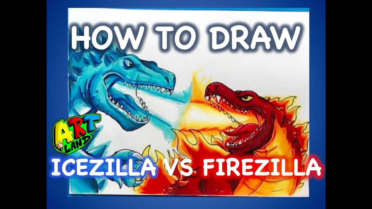 How to Draw ICEZILLA VS FIREZILLA