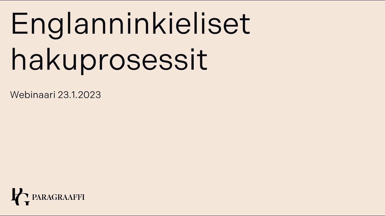 Englanninkieliset hakuprosessit -webinaari