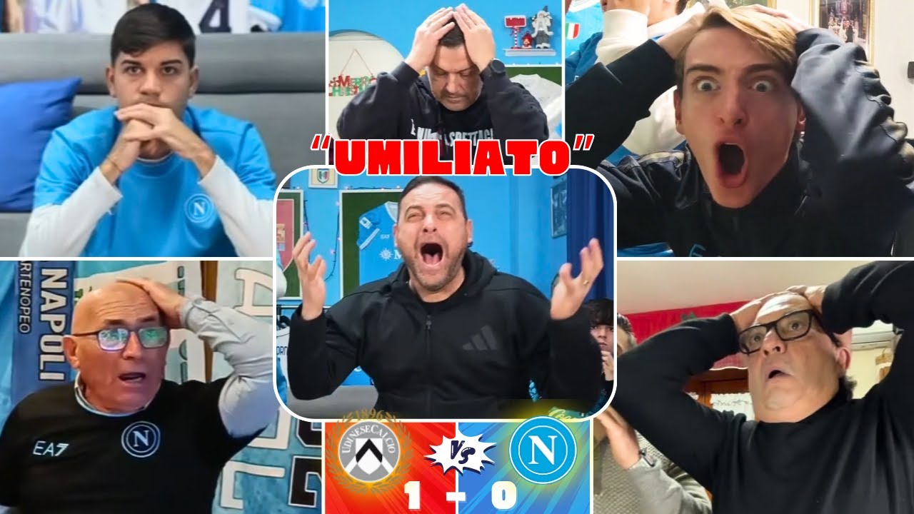 TIFOSI DEL NAPOLI UMILIATI E DISTRUTTI DOPO LA SCONFITTA DEL UDINESE PER 1-0 IN SERIE A.