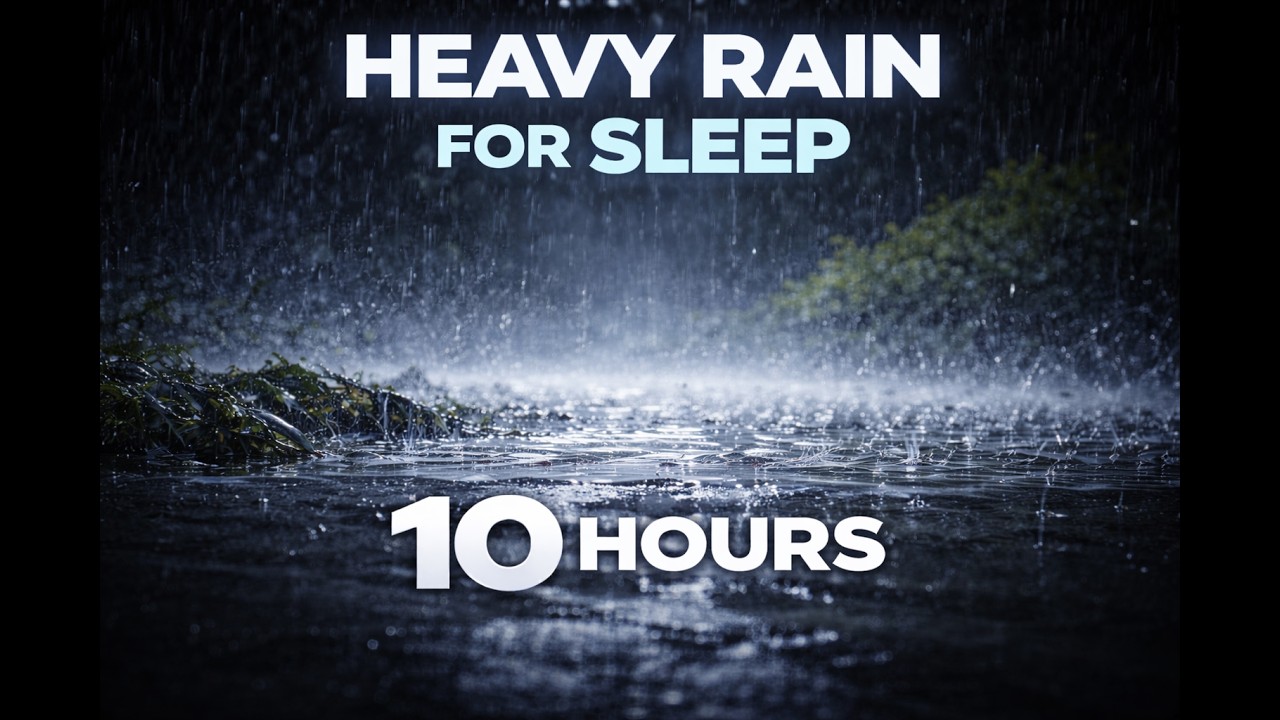 Heavy Rain for Sleep Black Screen 10 Hours 🌧️ Deep Relaxing Rain Sounds