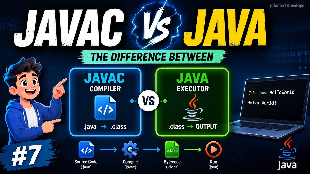 The Difference Between javac and java Commands | Chapter-7 | Java Tutorial For Beginners