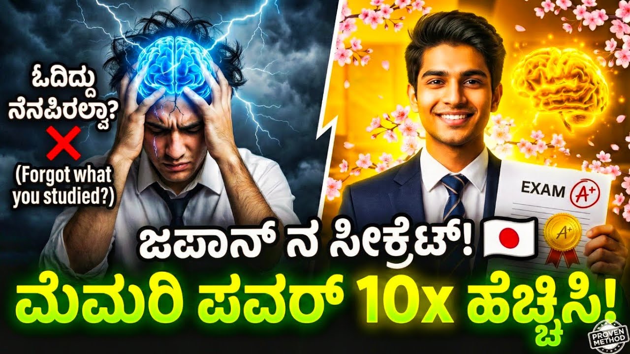 🚀ನಿಮ್ಮ ಮೆಮರಿ ಪವರ್ 10x ಹೆಚ್ಚಿಸುವ ಜಪಾನೀಸ್ ಟೆಕ್ನಿಕ್! 🧠🔥 How to Study Smart in Kannada