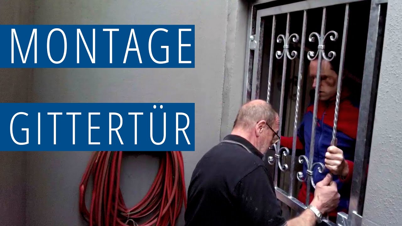 Montage einer Gittert&uuml;r &ndash; im Durchgang zum Keller | metallbau-onlineshop.de