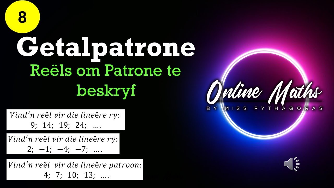 Getalpatrone Graad8: L4 Re&euml;ls om Patrone te beskryf