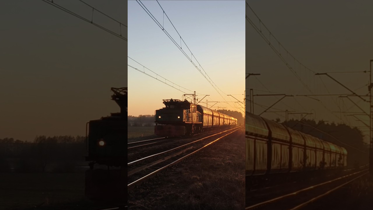 krokodyl EL2-18 przy wiosennym zach. słońca #train #railtrack #railway #kolej #icc #viral #shorts