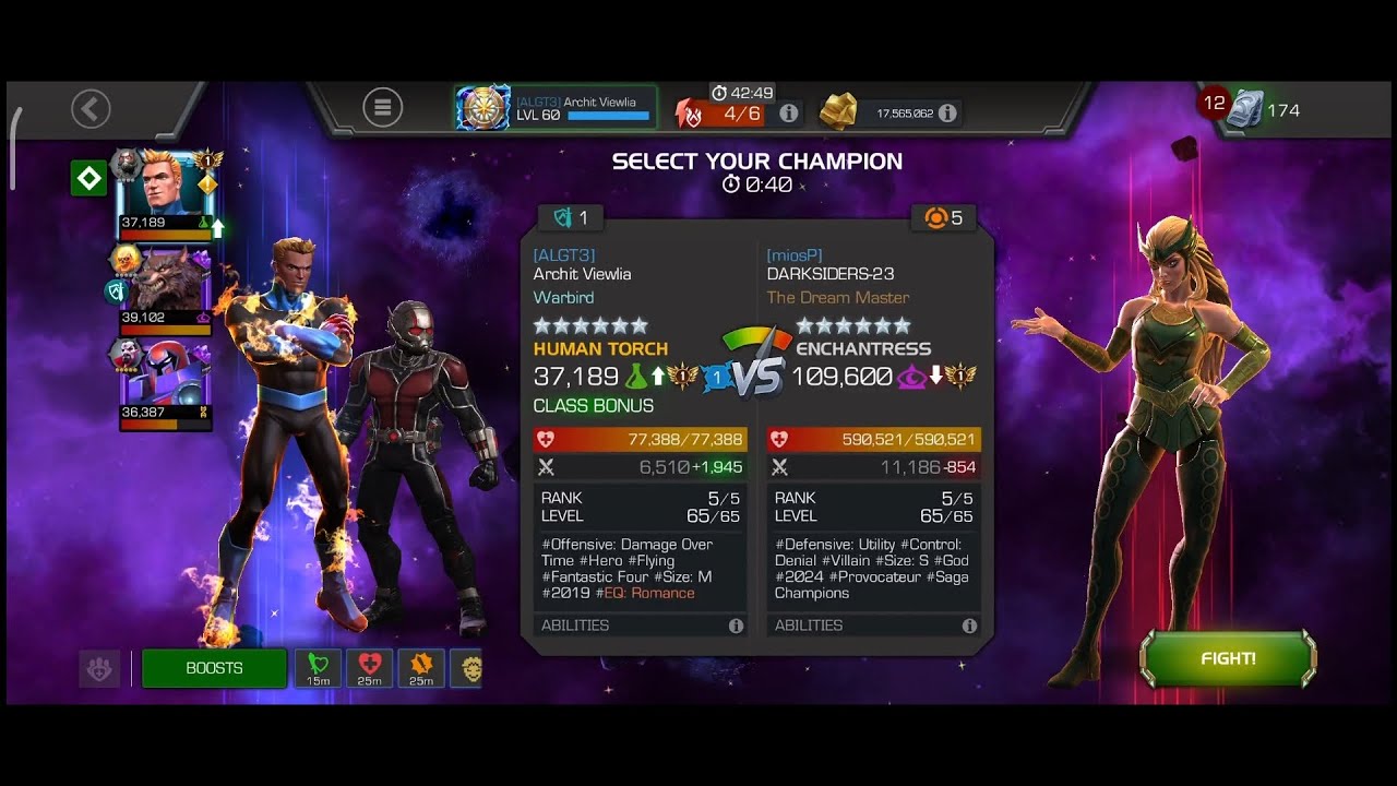 MCOC Human Torch vs Enchantress (War Boss) Part 1