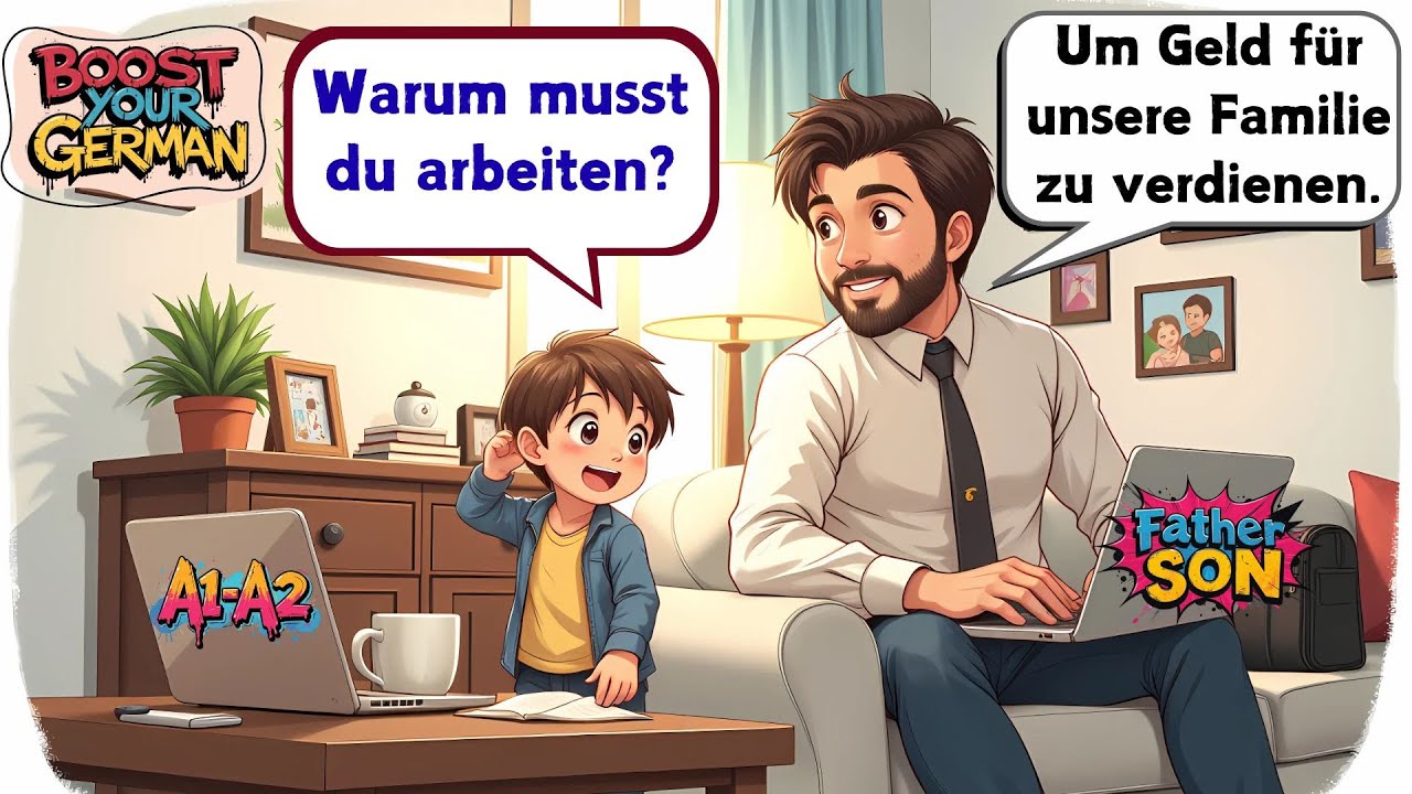 Easy German Phrases 💡 Father and Son Q&A for Beginners