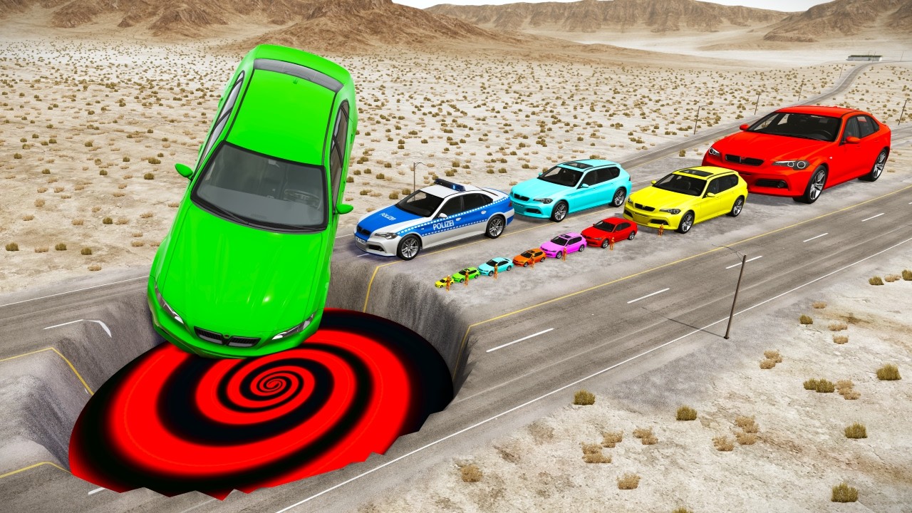 БОЛЬШИЕ И МАЛЕНЬКИЕ МАШИНЫ против ГИГАНТСКОЙ ЯМЫ #225 - BeamNG.drive Ninja BeamNG !