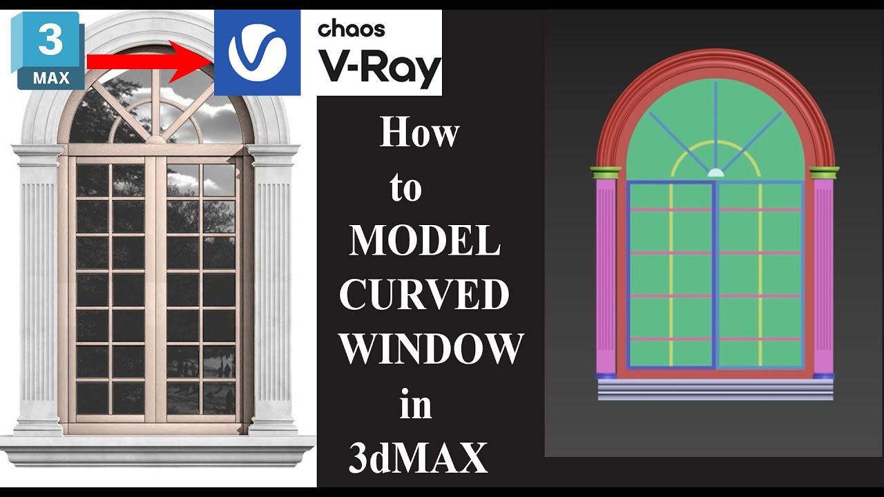 How to Model Curve Window in 3Ds Max|Curved Window  Modeling  in Hindi