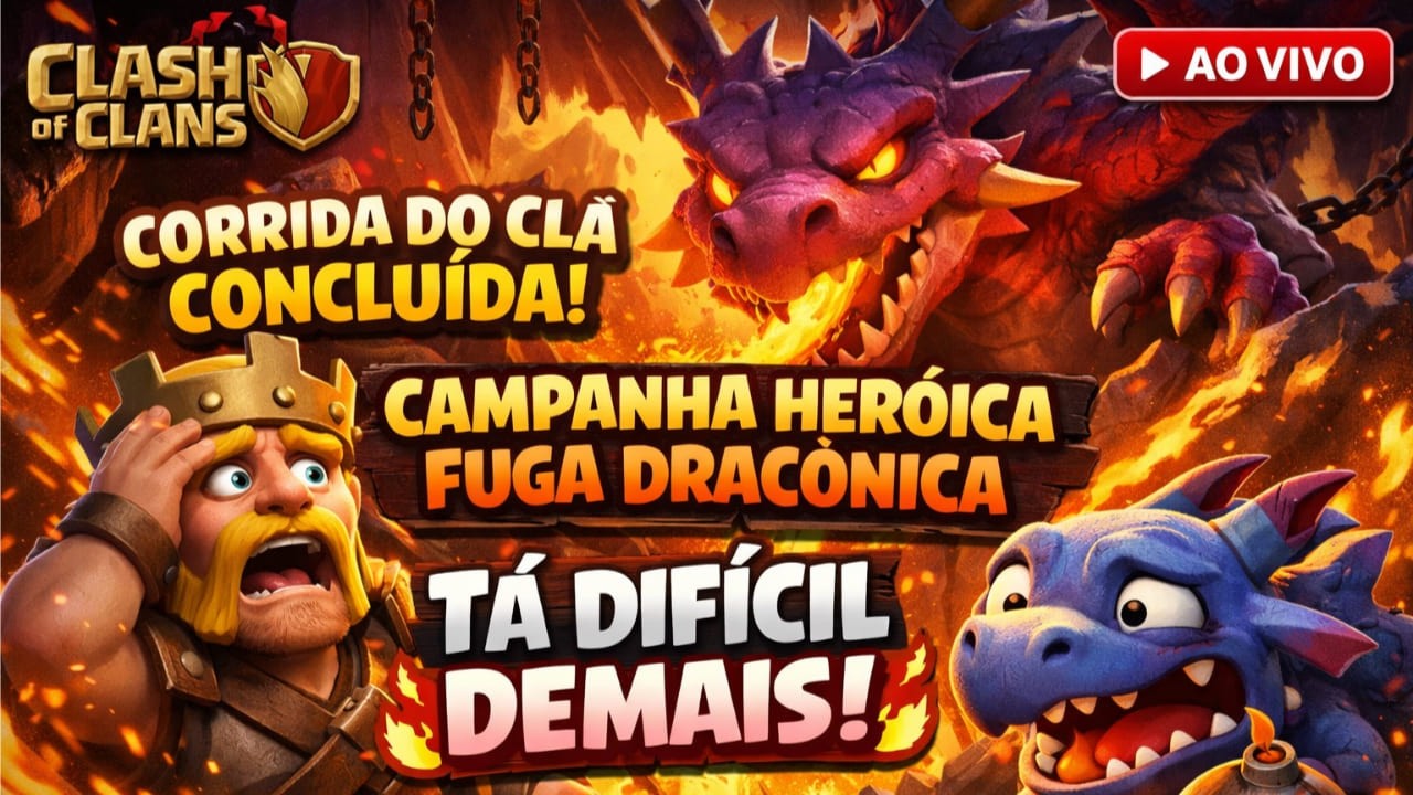 🚨 CORRIDA DO CLÃ CONCLUÍDA! FUGA DRACÓNICA / DRACÔNICA IMPOSSÍVEL 😱🐉#ClashOfClans #FugaDraconica