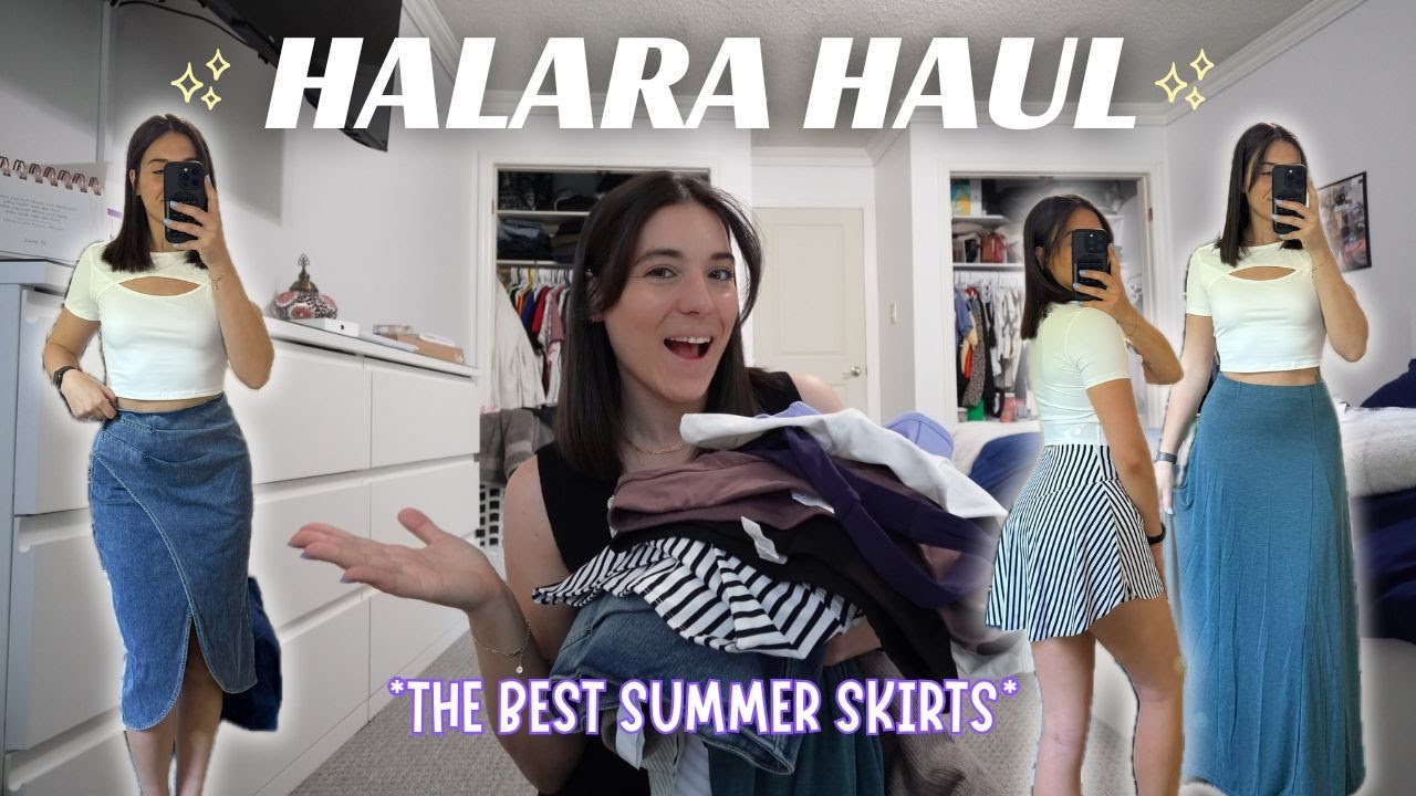 HALARA SKIRT TRY ON HAUL | everyday summer outfits, tennis skirts, maxi skirts, midi skirts, denim