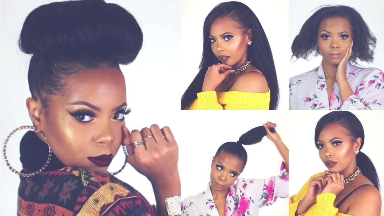 🔥 HOW TO STYLE 4C NATURAL HAIR W/ KINKY STRAIGHT CLIP INS | HIGH BUN UPDO |BETTERLENGTH| TASTEPINK