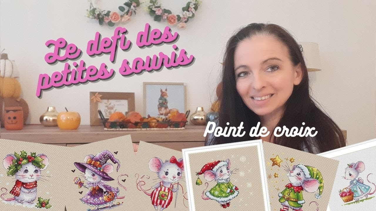 Point de croix 🐭 Le défi des petites souris #sal #broderie #crossstitch  #flosstube