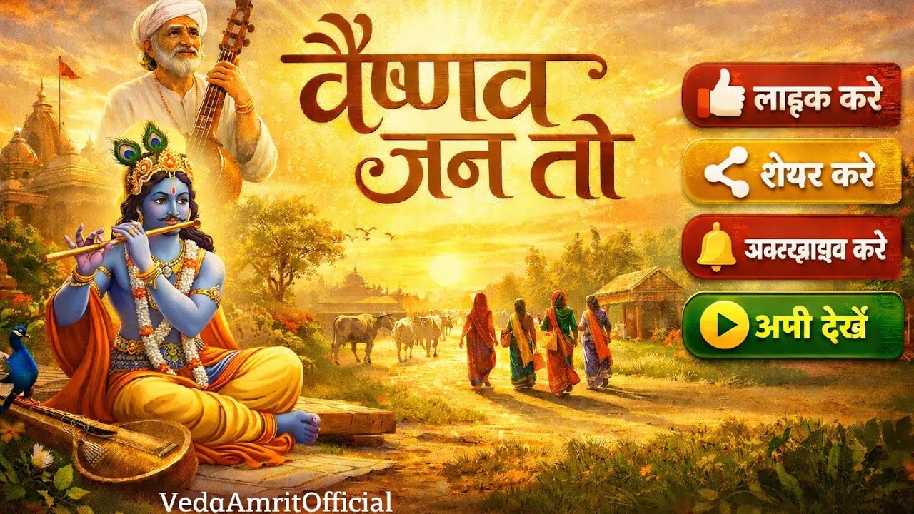 Vaishnav Jan To Bhajan | वैष्णव जन तो | Krishna Bhakti Song | VedaAmritOfficial