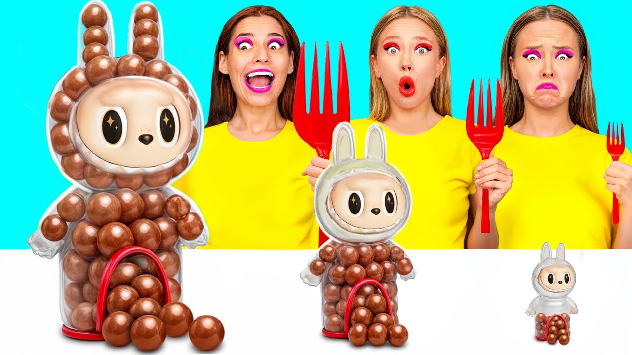 Tantangan Plat Besar, Sedang, dan Kecil | Peretasan Makanan Yang Fantastis BaRaFun Challenge