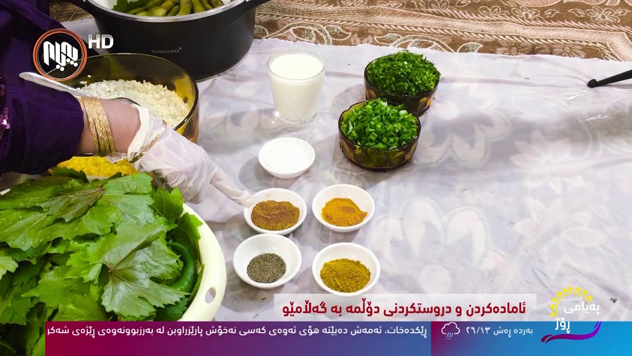 ئاماده‌كردن و درووستكردنی یاپراخی گه‌ڵامێو (دۆڵمه‌ به‌ گه‌ڵامێو)